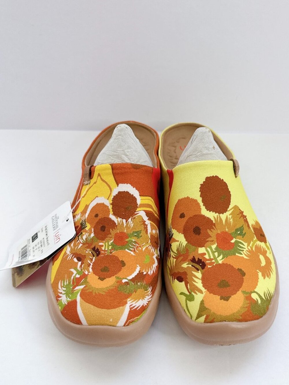 Women’s Size 10.5 UIN Van Gogh Sunflowers Canvas Clogs Mules Art Shoes